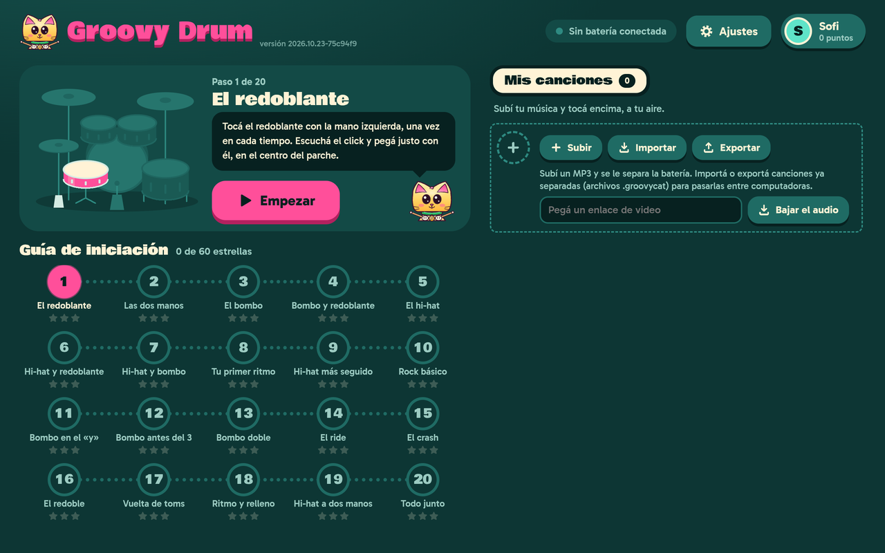 Home: the step-by-step guide and your songs.