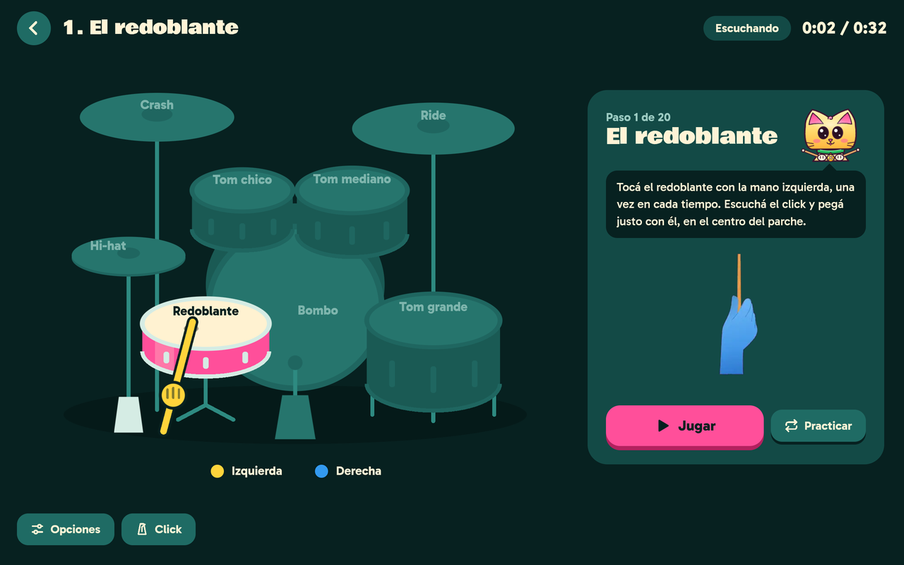 Before a step: the kit shows you which pad to hit.